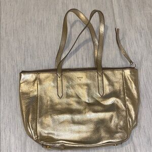 Leather Fossil Gold Women's Tote Bag